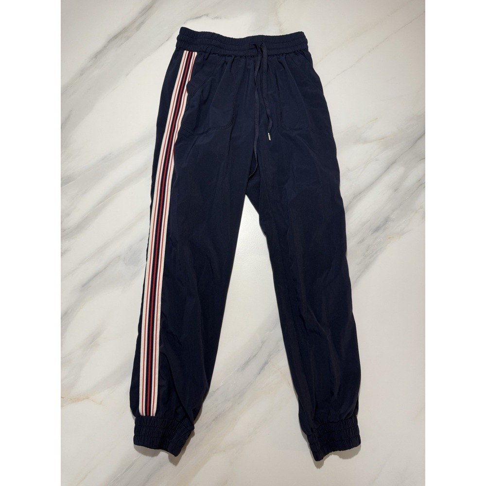 Tna Aritzia Navy Blue Track Pants Side Stripe Joggers XS RCL3-60134-18